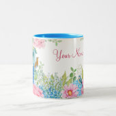 Blaurosa Blume Zweifarbige Tasse (Mittel)