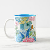 Blaurosa Blume Zweifarbige Tasse (Links)