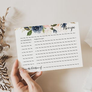 Blaurosa Blumenkarte Brautparty Rezept Karte