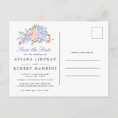 Blaurosa Blumenkraut Hochzeit speichern das Datum Ankündigungspostkarte (Rückseite)