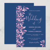 Blaurosa Blütenzunge Einladung (Vorne/Hinten)