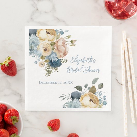 Blaurosa Brautparty Serviette (Beispiel)