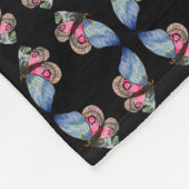 Blaurosa Exotische Schmetterlingsmuster Fleecedecke (Ecke)