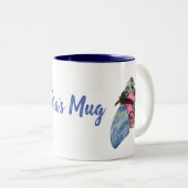 Blaurosa Exotische Schmetterlingsmuster Zweifarbige Tasse (VorderseiteRechts)