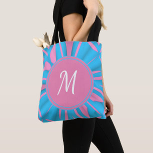 Blaurosa Farbmuster Monogramm personalisieren Tasche