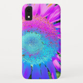 Blaurosa funky Retro-Sonnenblumen Foto Case-Mate iPhone Hülle (Rückseite)