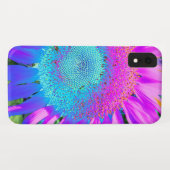 Blaurosa funky Retro-Sonnenblumen Foto Case-Mate iPhone Hülle (Rückseite (Horizontal))