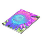 Blaurosa funky Retro-Sonnenblumen Foto Notizblock (Rotiert)