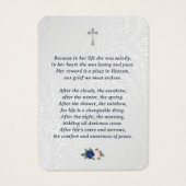 Blaurosa Gedenkkarte zur Beerdigung des Beerdigung (Rückseite)