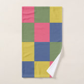 Blaurosa, gelb-grüne Schachbrett Badhandtuch Set (Handtuch)