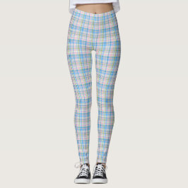 Blaurosa Gelb Welpe Kariert Madras Tartan Leggings