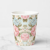 Blaurosa gelbe Blumenpapiere Pappbecher (Links)