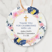 Blaurosa-gelbe Blütenzunge erste Kommunionentaufe