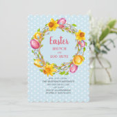 Blaurosa Gelbe Osterfeige Eizelljagd Einladung (Stehend Vorderseite)