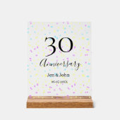 Blaurosa gelbe Polka Punkte 30-jähriger Jubiläumsn Acrylschild (Vorderseite)