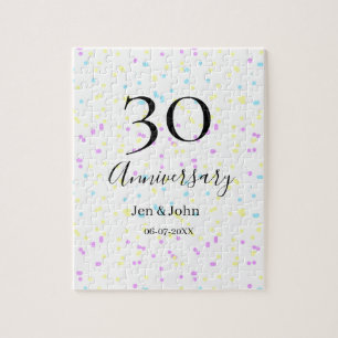Blaurosa gelbe Polka Punkte 30-jähriger Jubiläumsn Puzzle