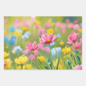 Blaurosa Gelbe Wilde Blume Feld 2025 Geschenkpapier Set (Vorderseite)