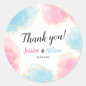 Blaurosa Geschlecht offenbart Party rund Aufkleber (Vorderseite)