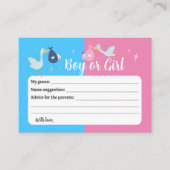 Blaurosa Geschlecht: Vorhersagen und Advice Game Hinweiskarte (Vorderseite)