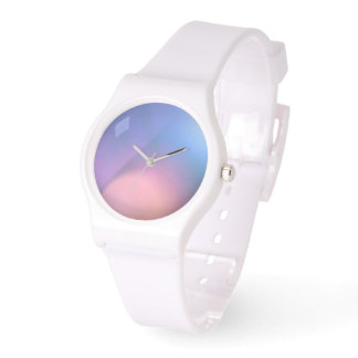 Blaurosa Gradient Dial White Silicone Armbanduhr