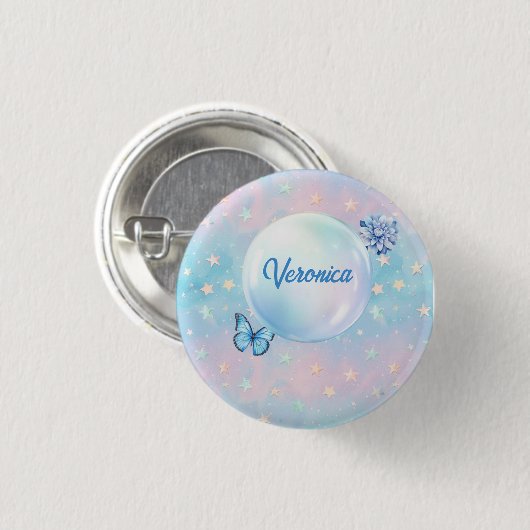 Blaurosa Gradient Starry Hintergrund Button (Vorne & Hinten)