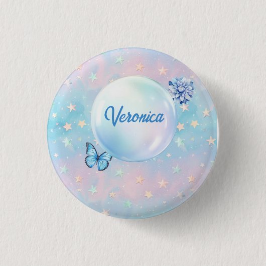 Blaurosa Gradient Starry Hintergrund Button (Vorderseite)