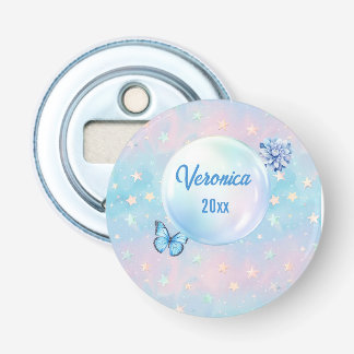 Blaurosa Gradient Starry Hintergrund Flaschenöffner