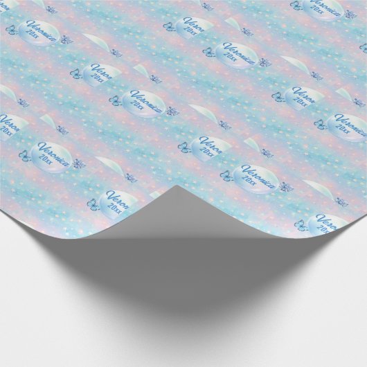 Blaurosa Gradient Starry Hintergrund Geschenkpapier (Ecke)