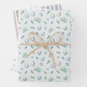 Blaurosa, grüne Ostereier Streifen Dosen Niedliche Geschenkpapier Set (Beispiel)