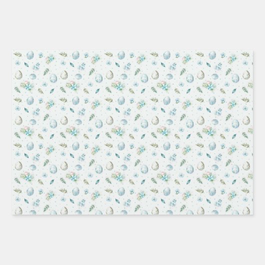 Blaurosa, grüne Ostereier Streifen Dosen Niedliche Geschenkpapier Set (Vorderseite)
