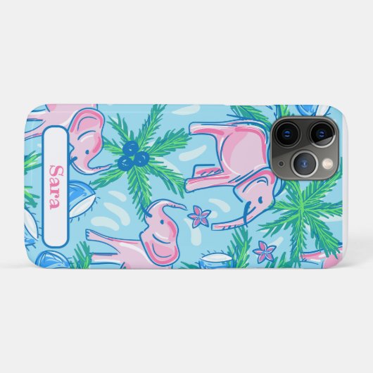 Blaurosa Grüner Preppy-Elefant Case-Mate iPhone Hülle (Rückseite (Horizontal))