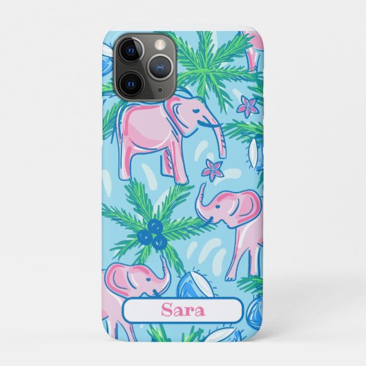 Blaurosa Grüner Preppy-Elefant Case-Mate iPhone Hülle (Rückseite)