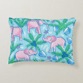 Blaurosa Grüner Preppy-Elefant Dekokissen (Rückseite)