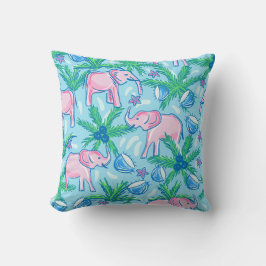 Blaurosa Grüner Preppy-Elefant Kissen