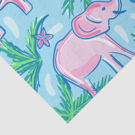 Blaurosa Grüner Preppy-Elefant Seidenpapier (Detail)