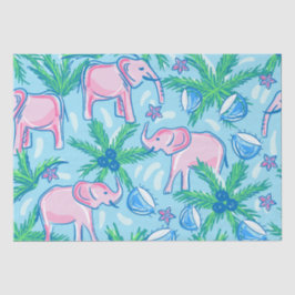 Blaurosa Grüner Preppy-Elefant Seidenpapier