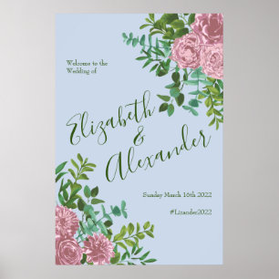 Blaurosa Hochzeitsblumenblüten - Rose Poster