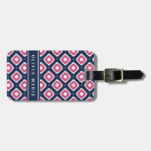 Blaurosa Ikat-Mod-Muster mit Namen Gepäckanhänger (Vorderseite horizontal)