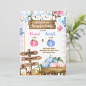 Blaurosa Karierter Kürbispflaster Einladung (Stehend Vorderseite)