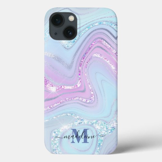 Blaurosa Kristall Marmor Iridescent Agate Case-Mate iPhone Hülle (Rückseite)