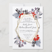 Blaurosa Lavendel Lila Blumenhochzeit Einladung (Vorderseite)