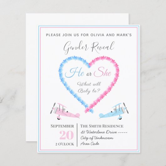 Blaurosa Liebe Herzgeräucherflugzeug Geschlechtsve (Vorne/Hinten)