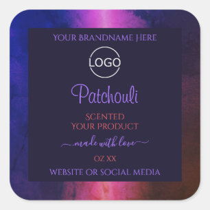 Blaurosa Lila Marmor - Logo für moderne Produktken Quadratischer Aufkleber