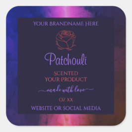 Blaurosa Lila Marmorprodukte Etiketten Rose Blume Quadratischer Aufkleber