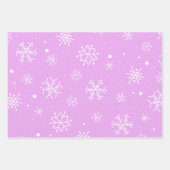 Blaurosa Lila Schneeflocken Geschenkpapier Set (Vorderseite 3)