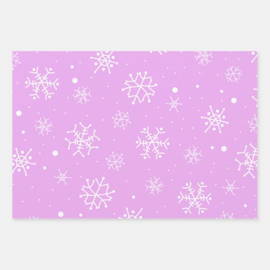 Blaurosa Lila Schneeflocken Geschenkpapier Set (Vorderseite 3)