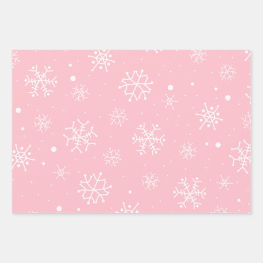 Blaurosa Lila Schneeflocken Geschenkpapier Set (Vorderseite 2)