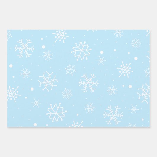 Blaurosa Lila Schneeflocken Geschenkpapier Set (Vorderseite)