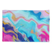 Blaurosa Marmor: Gold Glitzer Textur. Kissenbezug (Rückseite)