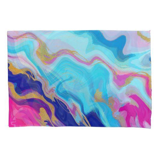 Blaurosa Marmor: Gold Glitzer Textur. Kissenbezug (Vorderseite)